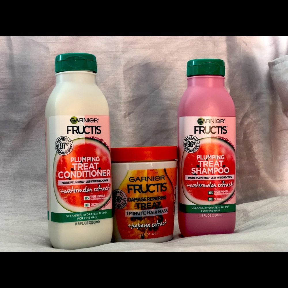 Garnier fructis Plumping  shampoo conditioner & Damage repairing 1min HAIR MASK